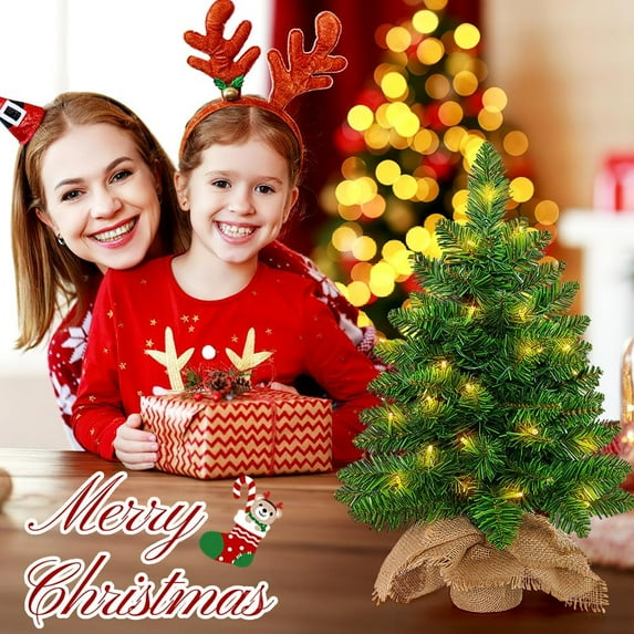 2ft Mini Artificial Christmas Tree Tabletop with LED Lights