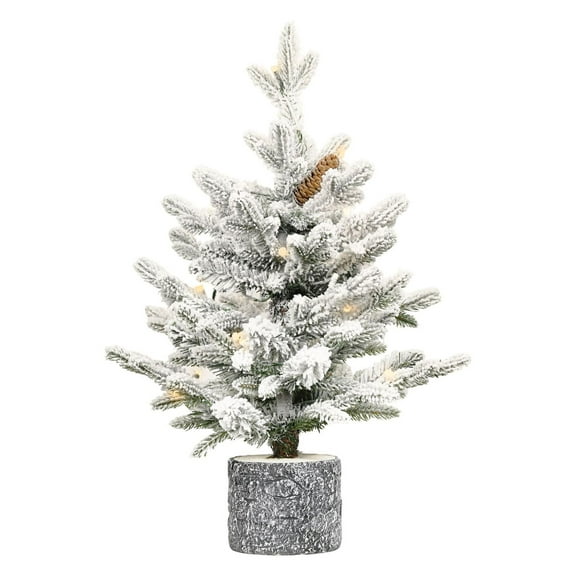 2ft PE/PVC Decorated Flocking Basin Pine Cone Xmas Tree Mini Tabletop Flocked Christmas Tree