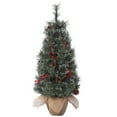 thumbnail image 1 of 2ft Pre-lit Tabletop Christmas Tree, Cloth Bag Base and 50 LED Warm White Lights Artificial Christmas Tree,Configure Pine Cones and Red Fruit,Table Decoration, 1 of 8