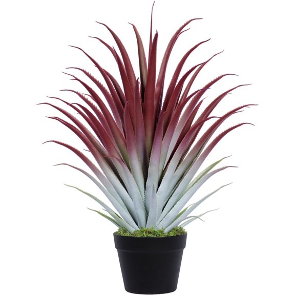 2ft Spiked Agave - Red Artificial Aloe Vera 26 Inch - Tall Large Faux Floor for Porch Door Step Office Patio Indoor Outdoor Decor (1 Pack)