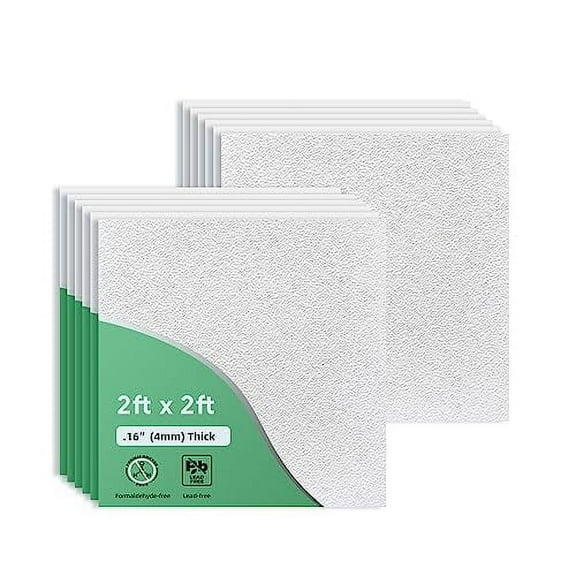 2ft x 2ft Printed Pro Ceiling Tiles - PVC Ceiling Panel 24 x 24in  Waterproof, Washable and Fire-Rated - High-Grade PVC to Prevent Breakage-Package of 12 Tiles