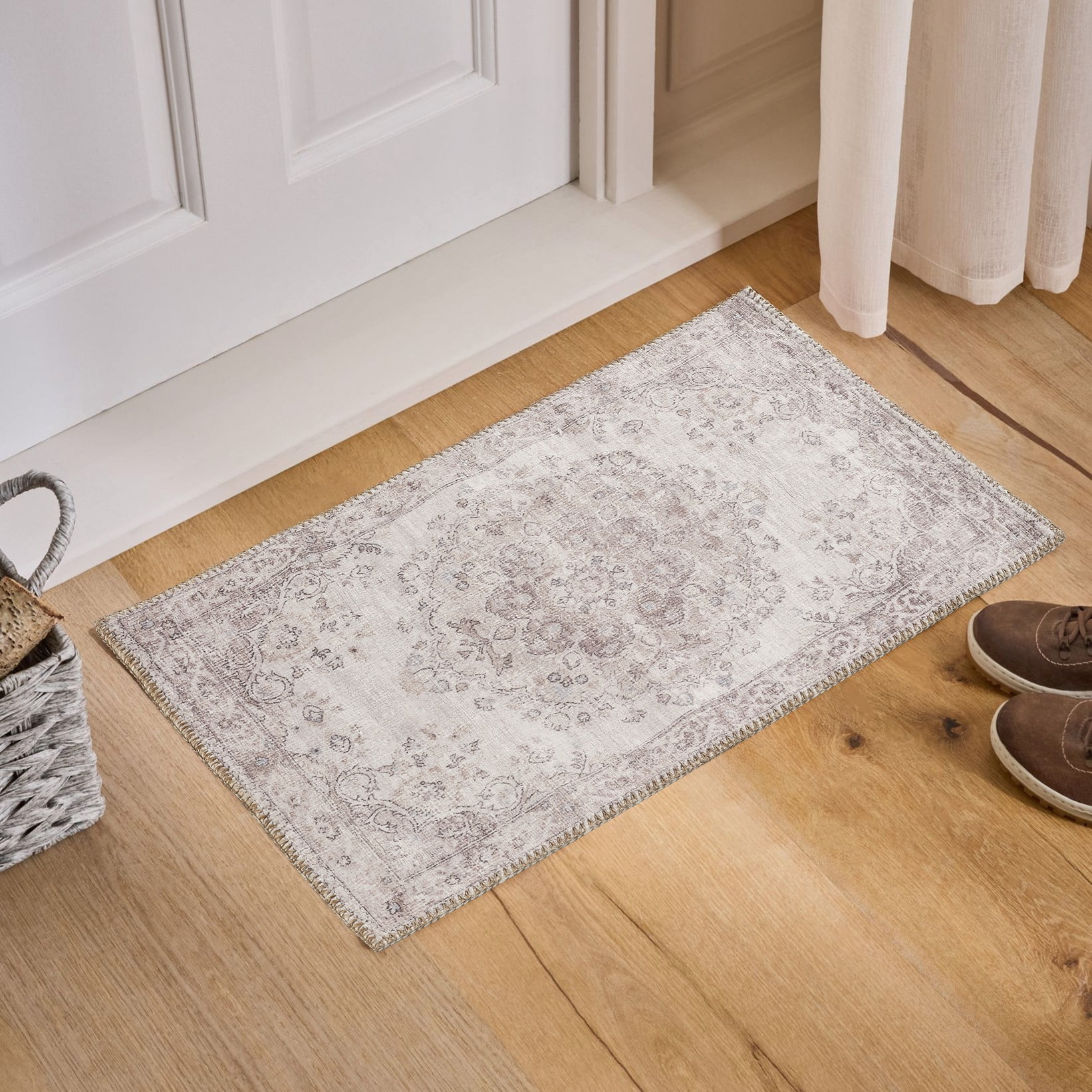2ft x 3ft Traditional Medallion Area Rug Soft Durable Stain Resistant Kid Pet Friendly 100% Polyester Jute Backing Indoor Rug for Entryway Living Room Bedroom