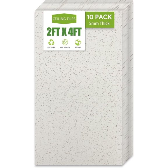 2ft x 4ft Printed Pro Ceiling TileDrop Tiles 24 48in. Waterproof, Washable and Fire-Rated - Reusable High-Grade PVC to Prevent Breakage-Package of 10