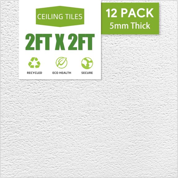 2ft x Drop Ceiling TilesPrinted Pro Tiles 24 24in. Waterproof, Washable and Fire-Rated - Reusable High-Grade PVC to Prevent Breakage-Package of 12