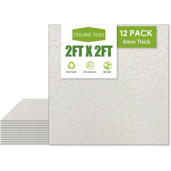 2ft x Printed Pro Ceiling TileDrop Tiles 24 24in. Waterproof, Washable and Fire-Rated - Reusable High-Grade PVC to Prevent Breakage-Package of 12