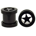 thumbnail image 1 of 2g 2 Gauge Black TITANIUM STAR SCREW ON PLUGS tunnels, 1 of 1