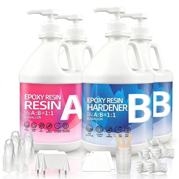 2gal Clear Epoxy Resin Kit - 2-Part Fast Cure Epoxy Adhesive, High Hardness, Bubble-Free, Anti-Yellowing, Self-Leveling. For Casting, Coating, Countertops, River Tables, Resin Molds, Art Cra