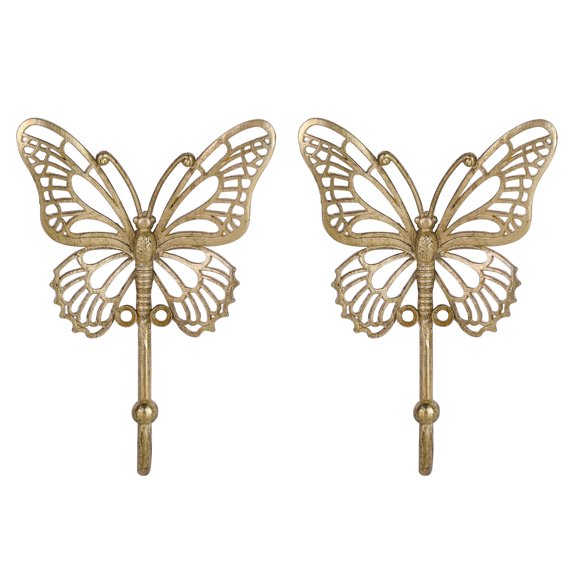 2golderfly Wall Hooks Openwork Metal Key Holders Delicate Boudoir Decor With Wing Cutouts