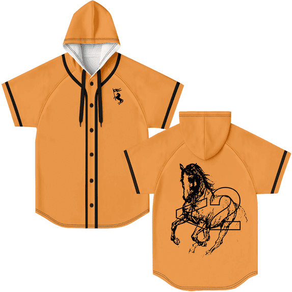 2hollis Black Horse Merch Baseball Hoodie Sport Jacket Tee Fashion Design Short-Sleeved Tops