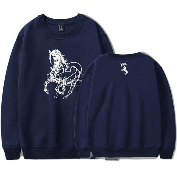 2hollis Horse Crewneck Long Sleeve Unisex Casual Streetwear Pullover Sweatshirt