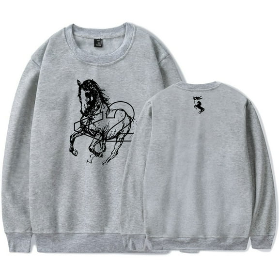 2hollis Horse Crewneck Long Sleeve Unisex Casual Streetwear Pullover Sweatshirt