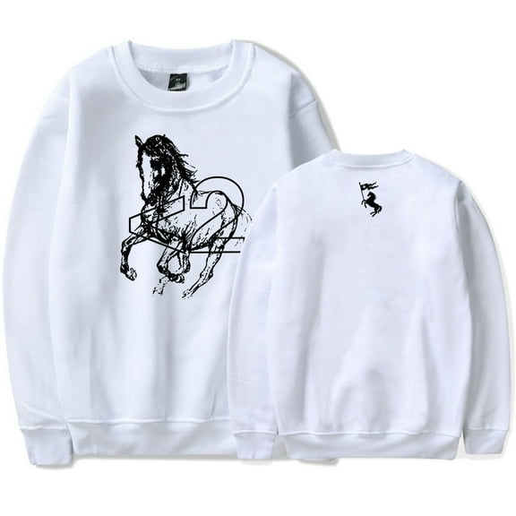 2hollis Horse Crewneck Long Sleeve Unisex Casual Streetwear Pullover Sweatshirt