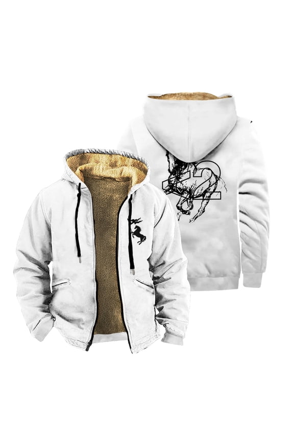 2hollis Horse Zipper Jacket Long Sleeve Winter Parka Women Men Casual Fashion Coat