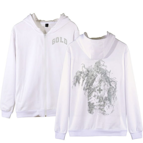 2hollis Merch Gold Logo Hoodies Women Men Long sleeve Fashion Casual Hooded zipper sweatshirt