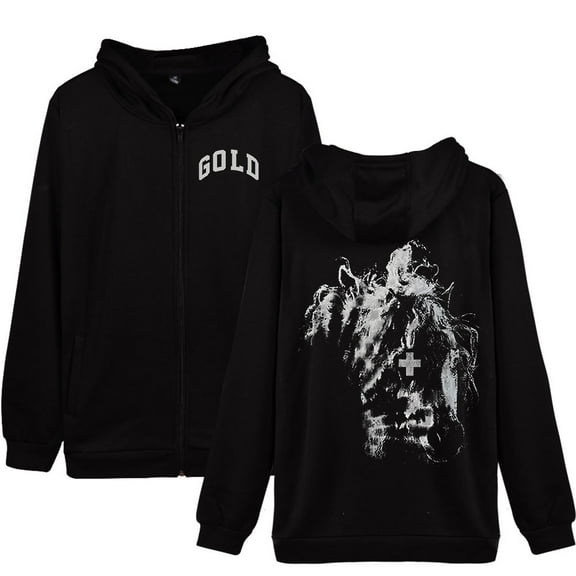 2hollis Merch Gold Logo Hoodies Women Men Long sleeve Fashion Casual Hooded zipper sweatshirt
