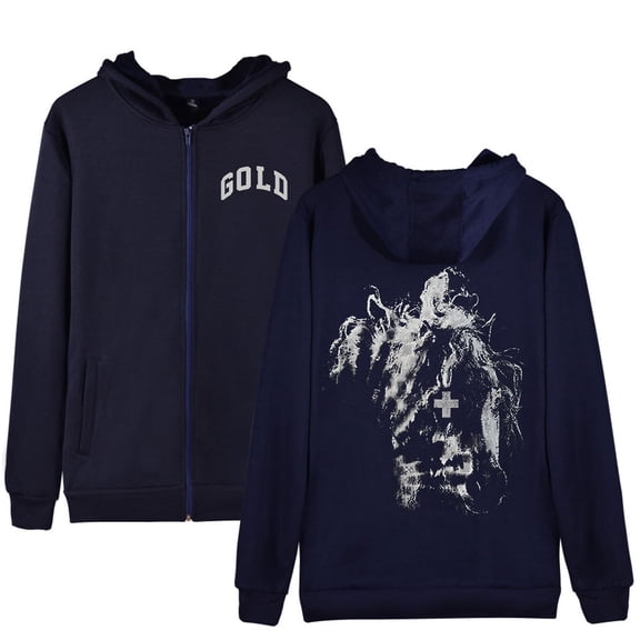 2hollis Merch Gold Logo Hoodies Women Men Long sleeve Fashion Casual Hooded zipper sweatshirt