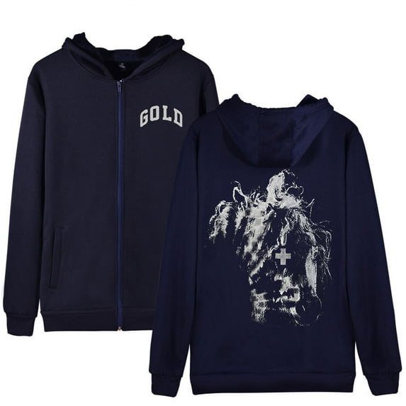 2hollis Merch Gold Logo Hoodies Women Men Long sleeve Fashion Casual Hooded zipper sweatshirt