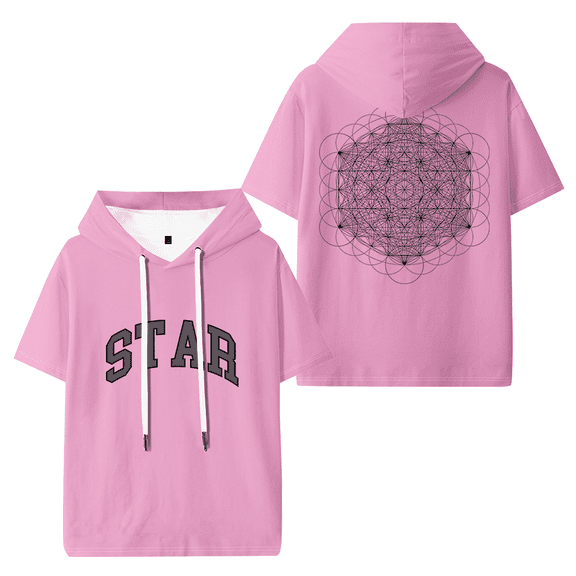 2hollis Merch Star Hooded T-shirt Unisex Short Sleeve Tee Casual Trendy Tops