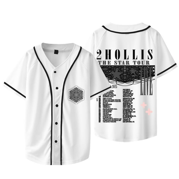 2hollis The Star Tour Merch Baseball Jacket Tee Unisex HipHop V-neck Short Sleeve T-Shirts