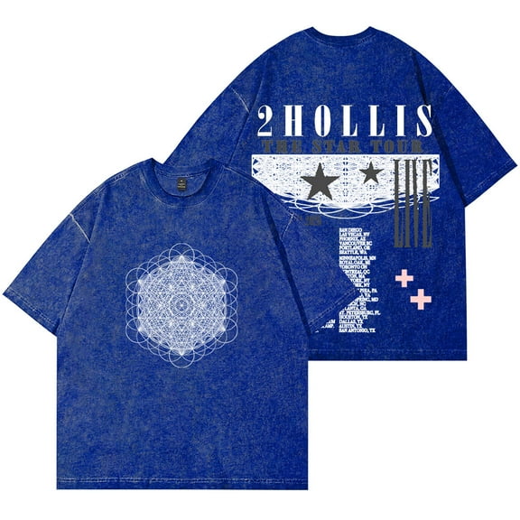 2hollis The Star Tour Wash T-Shirts Streetwear Tops Women Men HipHop Cotton Short Sleeve Tee