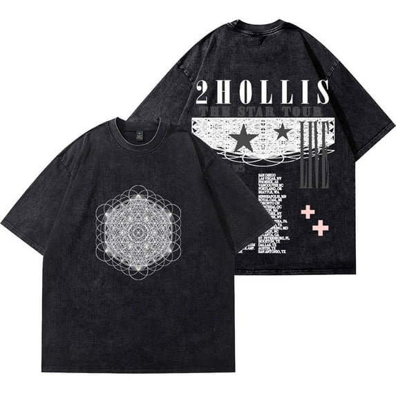 2hollis The Star Tour Wash T-Shirts Streetwear Tops Women Men HipHop Cotton Short Sleeve Tee