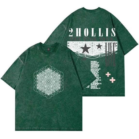 2hollis The Star Tour Wash T-Shirts Streetwear Tops Women Men HipHop Cotton Short Sleeve Tee