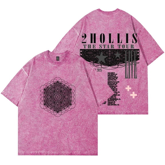 2hollis The Star Tour Wash T-Shirts Streetwear Tops Women Men HipHop Cotton Short Sleeve Tee