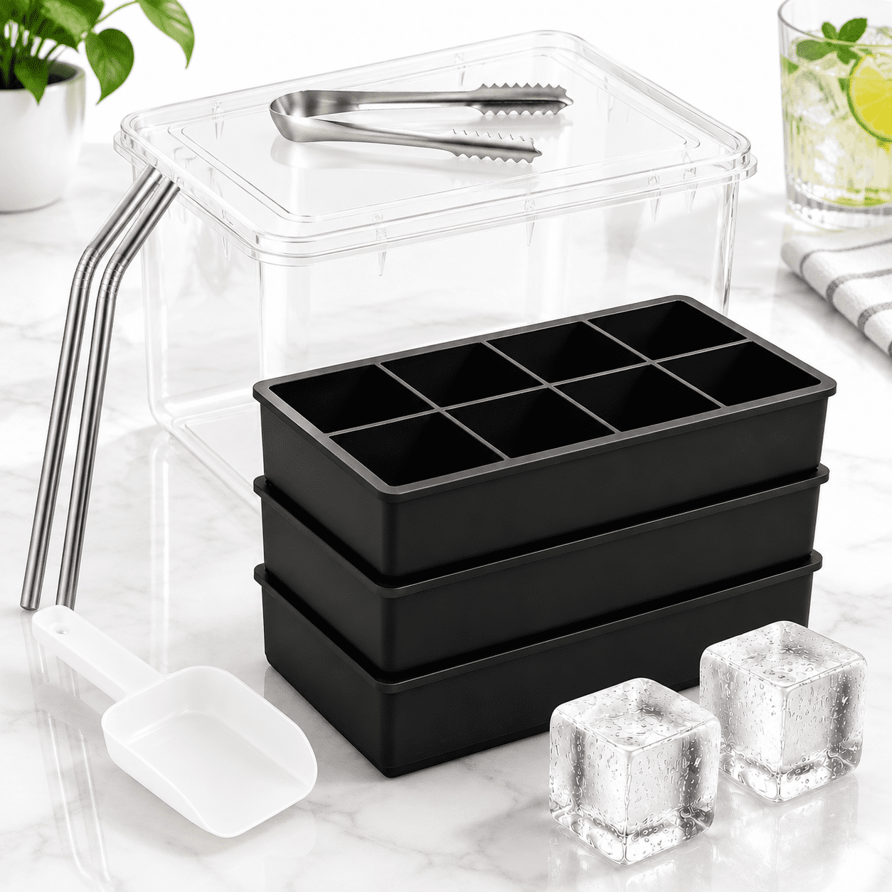 2in Silicone Ice Cube Tray - Molds For 8 Large Cubes - Walmart.com
