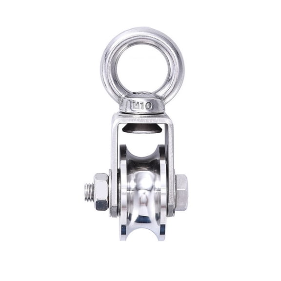 2in U Type Swivel Pulley 304 Stainless Steel Swivel Single Pulley Block for Pulley System Gym Equipment, Loading 770lb