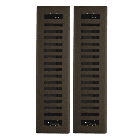 2in x 12in Montezuma Style Bronze Age Metal Heating and Cooling Air Floor Register (2 PACK) - Overall 3 7/16" x 13 1/8"