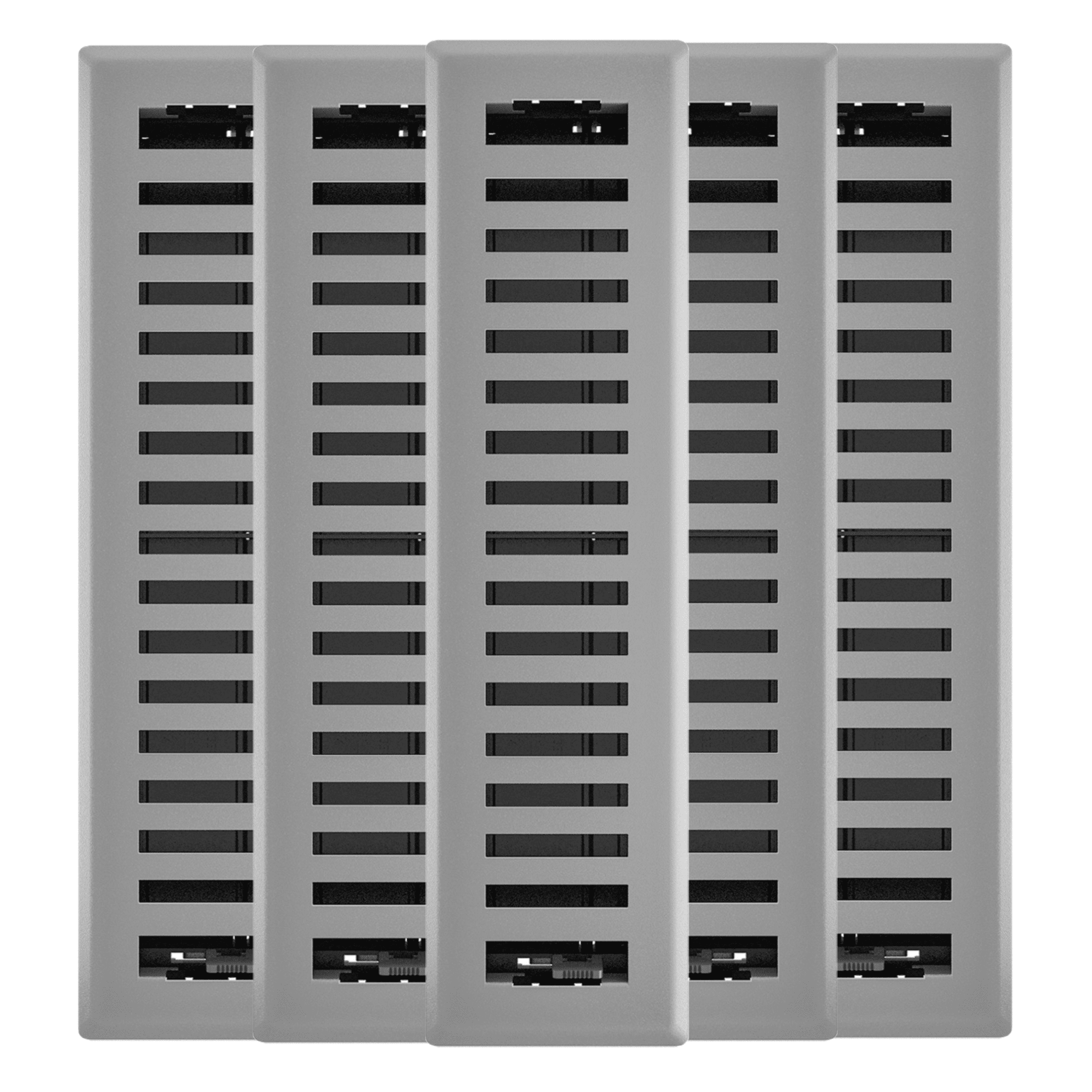 2in x 12in Montezuma Style Grey Granite Metal Rectangular Air Floor Register (5 PACK) - Overall 3 7/16" x 13 1/8"