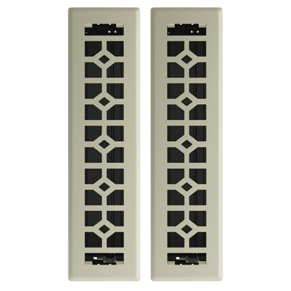 2in x 12in Templar Style Satin Nickel Metal Heating and Cooling Air Floor Register (2 PACK) - Overall 3 7/16" x 13 1/8"