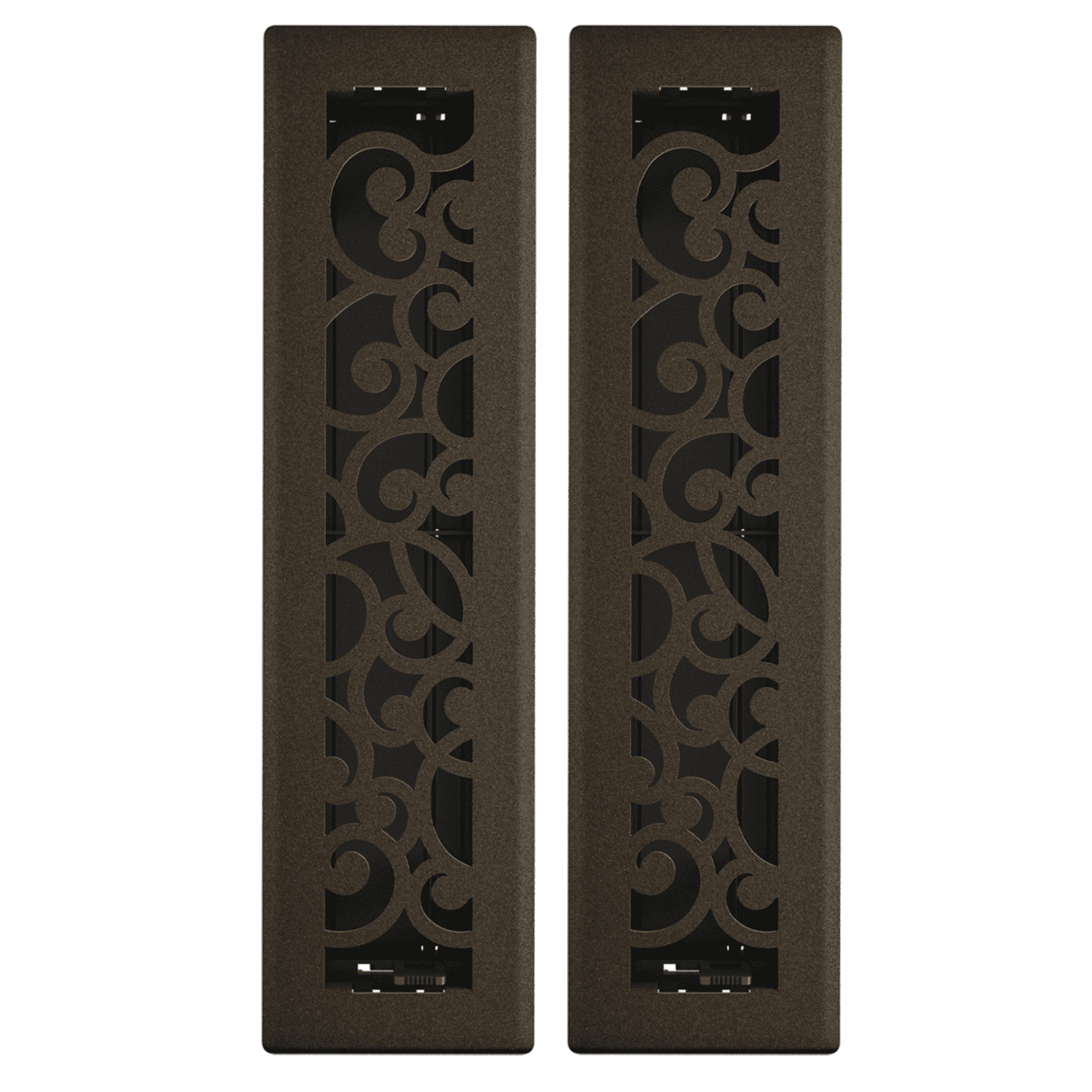 2in x 12in Wonderland Style Bronze Age Metal Heating and Cooling Air Floor Register (2 PACK) - Overall 3 7/16" x 13 1/8"