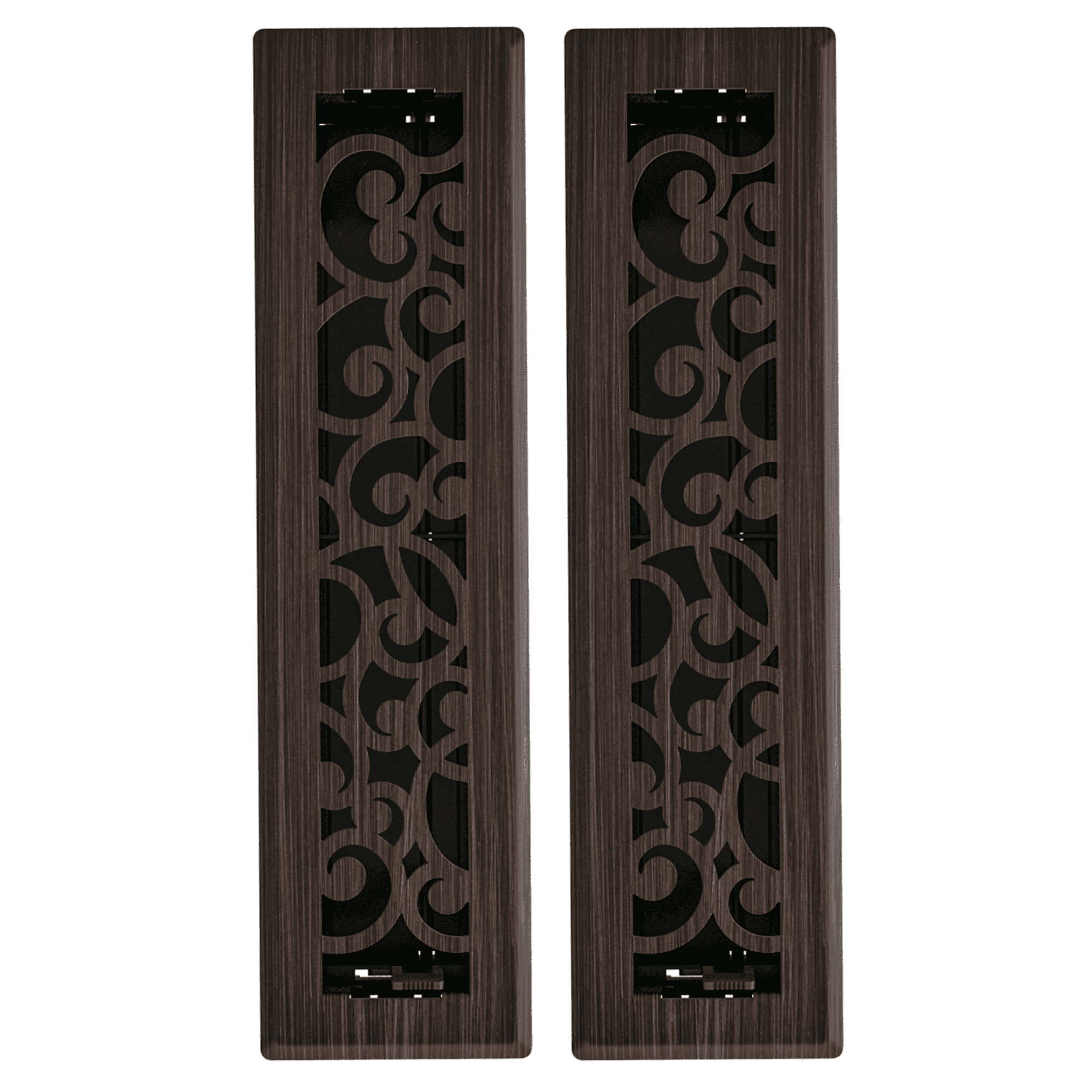 2in x 12in Wonderland Style Oil Rubbed Bronze Metal Heating and Cooling Air Floor Register (2 PACK) - Overall 3 7/16" x 13 1/8"