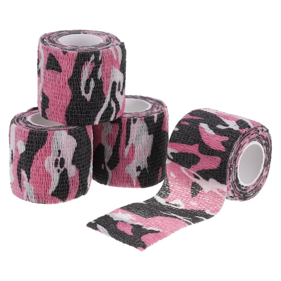 Uxcell 2" x 14.76ft Camo Tape Wrap 4 Rolls of Self-Adhesive Camouflage Tape for Camera Flashlight Rose Red