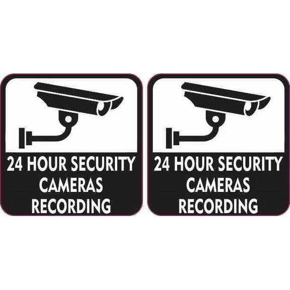 2in x 2in 24 Hour Security Cameras Recording Stickers
