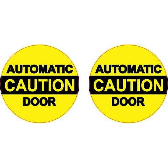 2in x 2in  Caution Automatic Door Vinyl Stickers