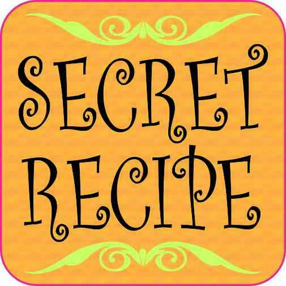 2in x 2in Patterned Orange Secret Recipe Sticker