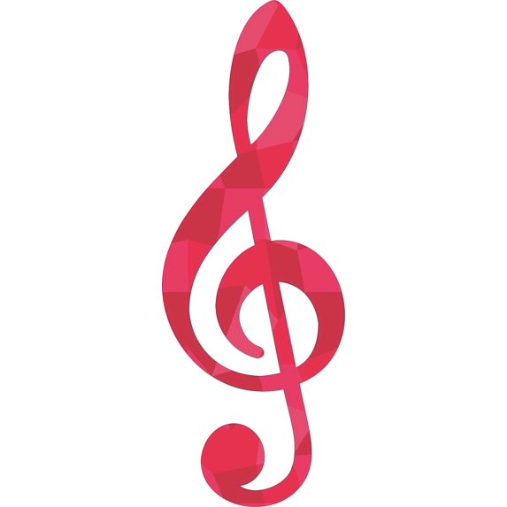 2in x 6in Pink Pattern Treble Clef Sticker