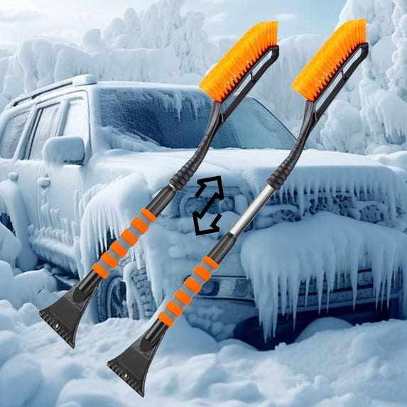 2in1 Car Snow Ice Scraper Brush For Car SUV Trucks Detachable Snow Scraper With Foam Grip PVC Brush For Car Windshield