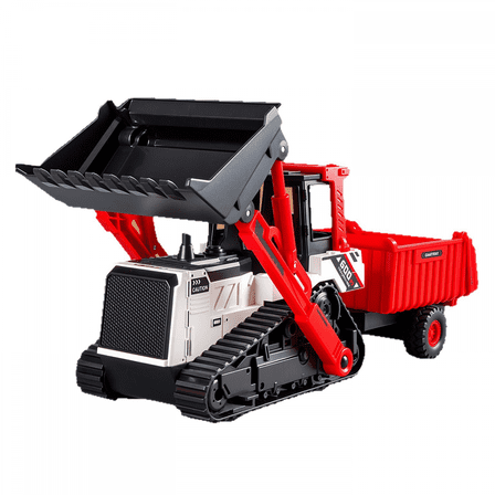 2in1 Dump Truck & Bulldozer Toy Car for Kids,1:24 Scale Construction Vehicle for Boys Christmas Birthday Gifts(Red)