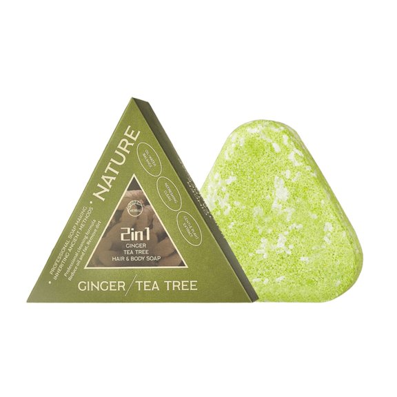 2in1 Ginger & Tea Tree Hair & Body Soap, Professional Ancient Herbal Formula for Oil-Water Balance, Refreshing Cleanliness, and Gentle Plant Extracts, Eco-Friendly Solid Cleansing Bar for Daily Use