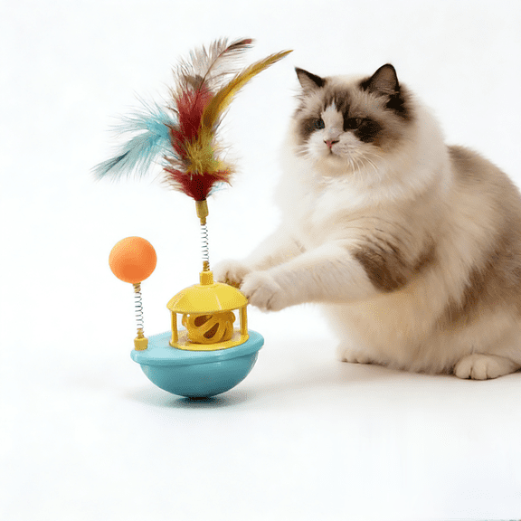 2in1 Interactive Cat Toy Kitten Toys, Feather Balls Cat Toys for Indoor Cats