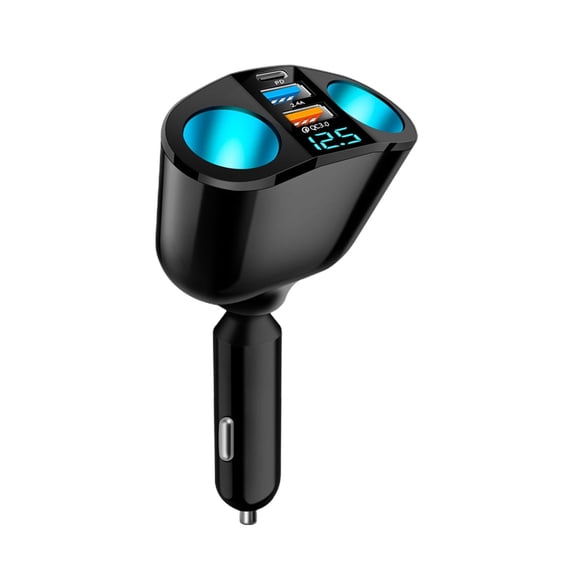 2in1 LED 2 Way Car Cigarette Lighter Socket Splitter USB Dual Adapter~ ` J5X6