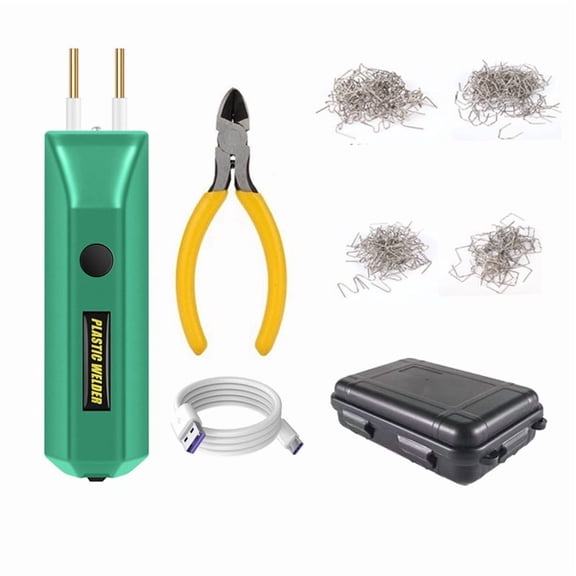 2in1 Plastic Welder Kit 100W Portable MINI Hot Plastic Crack Repair Tool Repair of Automobile Bumper 200 Welding Nails,B,Green