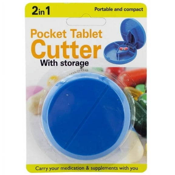 2in1 Portable Compact Pocket Tablet Cutter, Pill Splitter with Pill Storage (2-Pack)