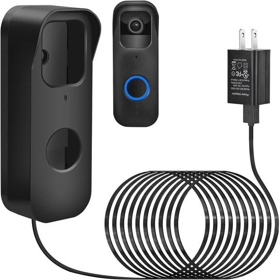 2in1 Power Cable with Adapter & Adhesive Doorbell Mount Compatible Blink Video 1st-2023 Release, Transformer 16.4ft Charging Cord for Camera, No Drill