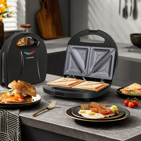 2in1 Sandwich Maker  Press with Nonstick Plates, Double-Sided Heating Electric Grilled Cheese Maker