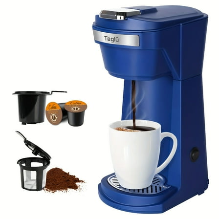 2in1 Single Serve Coffee Maker for K-Cup Pods & Ground Coffee, 3 Colors, 6-14oz Compact Drip Brewer, High-Quality Multicup Machine for Office & Home Use