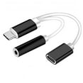 2in1 USB TypeC To 3.5mm Jack AUX Audio Splitter Converter Adapter +Charge Cable
